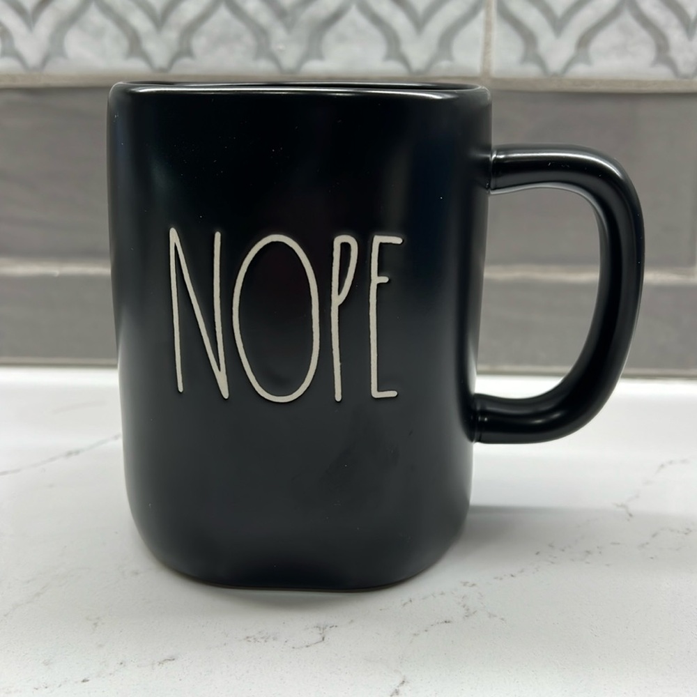 Black Ceramic Rae Dunn Mug with 'NOPE'